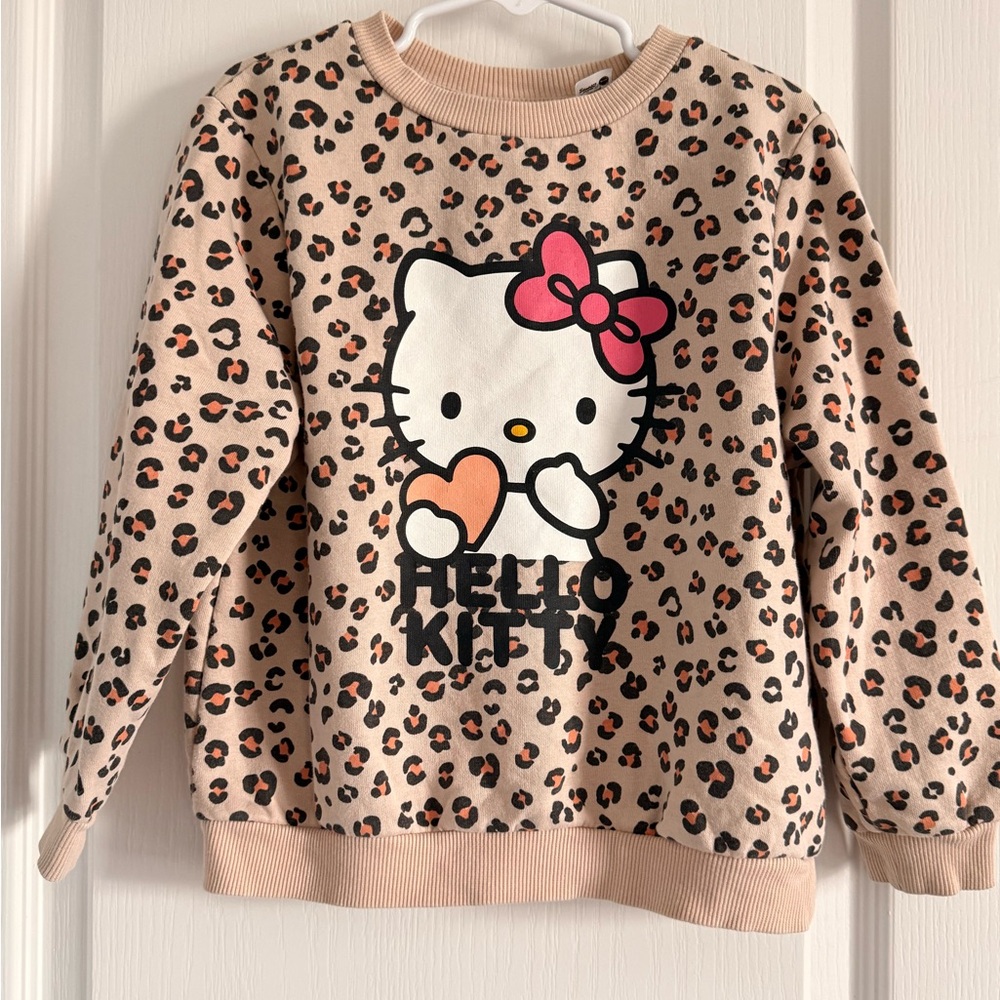 H&M Hello Kitty Leopard Print Sweatshirt - Pink and Black